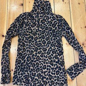 J crew Leopard Print Long Sleeve Turtleneck Top, medium